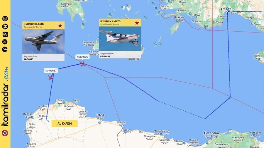 إنشاء جسر جوي بين روسيا وليبيا عبر طائرتين تتناوبان على قاعدة الخادم الجوية