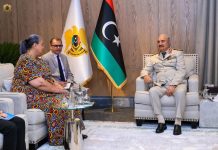 حفتر وتيتيه يبحثان سبل منع تفاقم التوتر الأمني في طرابلس حفتر وتيتيه يبحثان سبل منع تفاقم التوتر الأمني في طرابلس