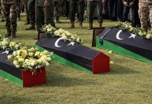 مصراتة تشيّع المشير محمد الحداد ومرافقيه بحضور رسمي مصراتة تشيّع المشير محمد الحداد ومرافقيه بحضور رسمي