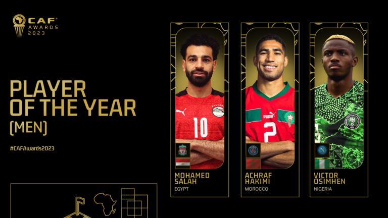 CAF Awards 2023 : Salah, Hakimi et Osimhen pour le ballon d’or africain CAF Awards 2023 : Salah, Hakimi et Osimhen pour le ballon d’or africain