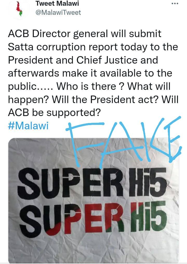 ACB dismisses fake post of submitting Sattar inquiry to Chakwera ACB dismisses fake post of submitting Sattar inquiry to Chakwera