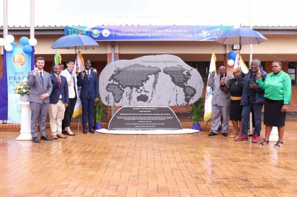 HWPL Peace Monument unveiled in Johannesburg primary school to spread culture of peace