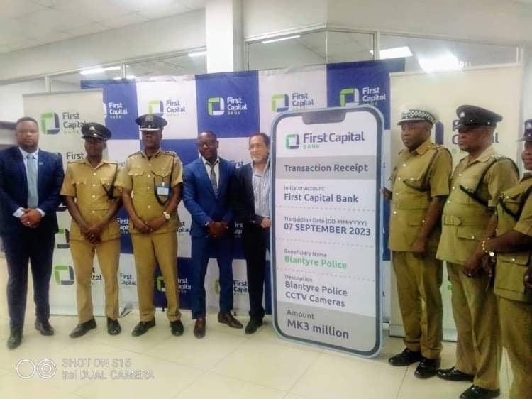 First Capital Bank donates K3 million to Blantyre Police towards CCTV project First Capital Bank donates K3 million to Blantyre Police towards CCTV project