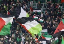Celtic fans display Palestinian flags at Champions League match despite appeal by club Celtic fans display Palestinian flags at Champions League match despite appeal by club