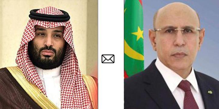 رئيس الجمهورية يجدد لولي العهد السعودي حرص موريتانيا على أن تتعزز باستمرار العلاقات بين البلدين