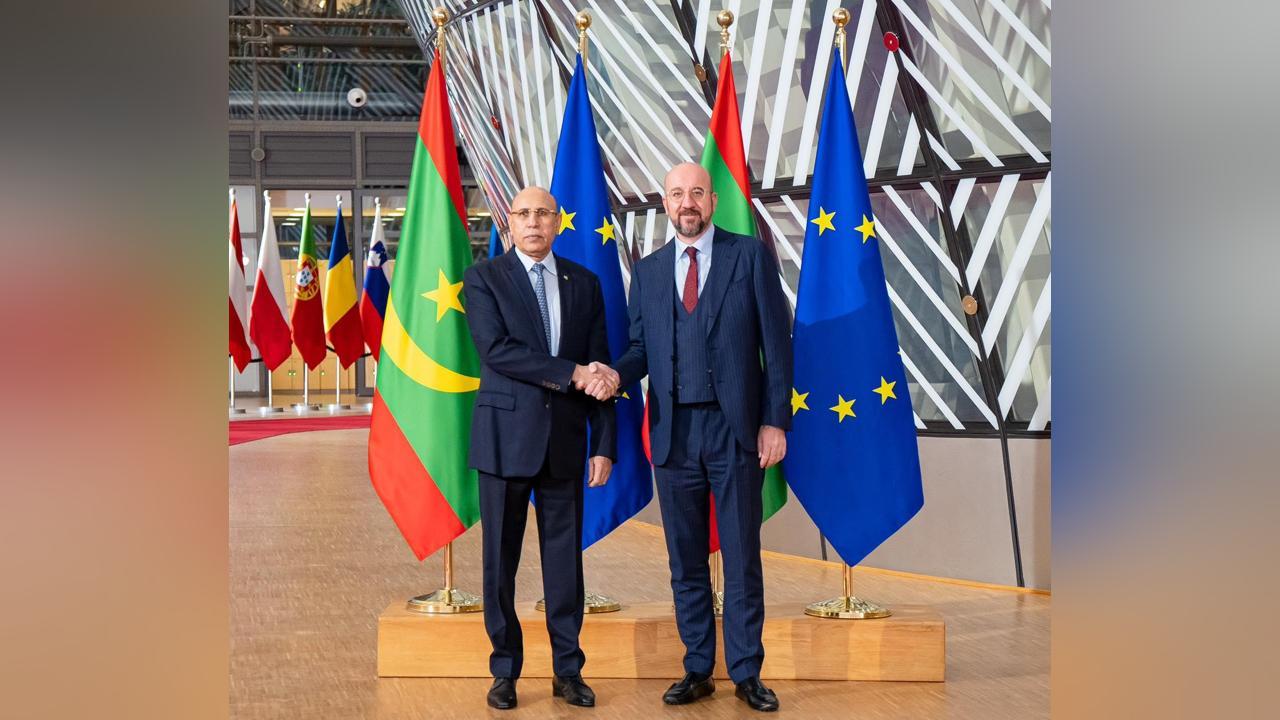 غزواني يجري مباحثات مع رئيس المجلس الأوروبي غزواني يجري مباحثات مع رئيس المجلس الأوروبي