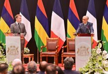 Ramgoolam and Macron Address Press During Visit Ramgoolam and Macron Address Press During Visit