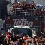 Police Clash with Flamengo Fans During Copa Libertadores Parade Police Clash with Flamengo Fans During Copa Libertadores Parade