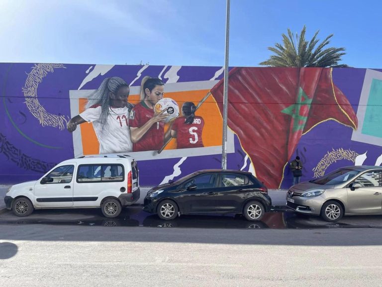 بعد تأهلهن التاريخي.. لوحة جدارية للبؤات الأطلس بالدار البيضاء