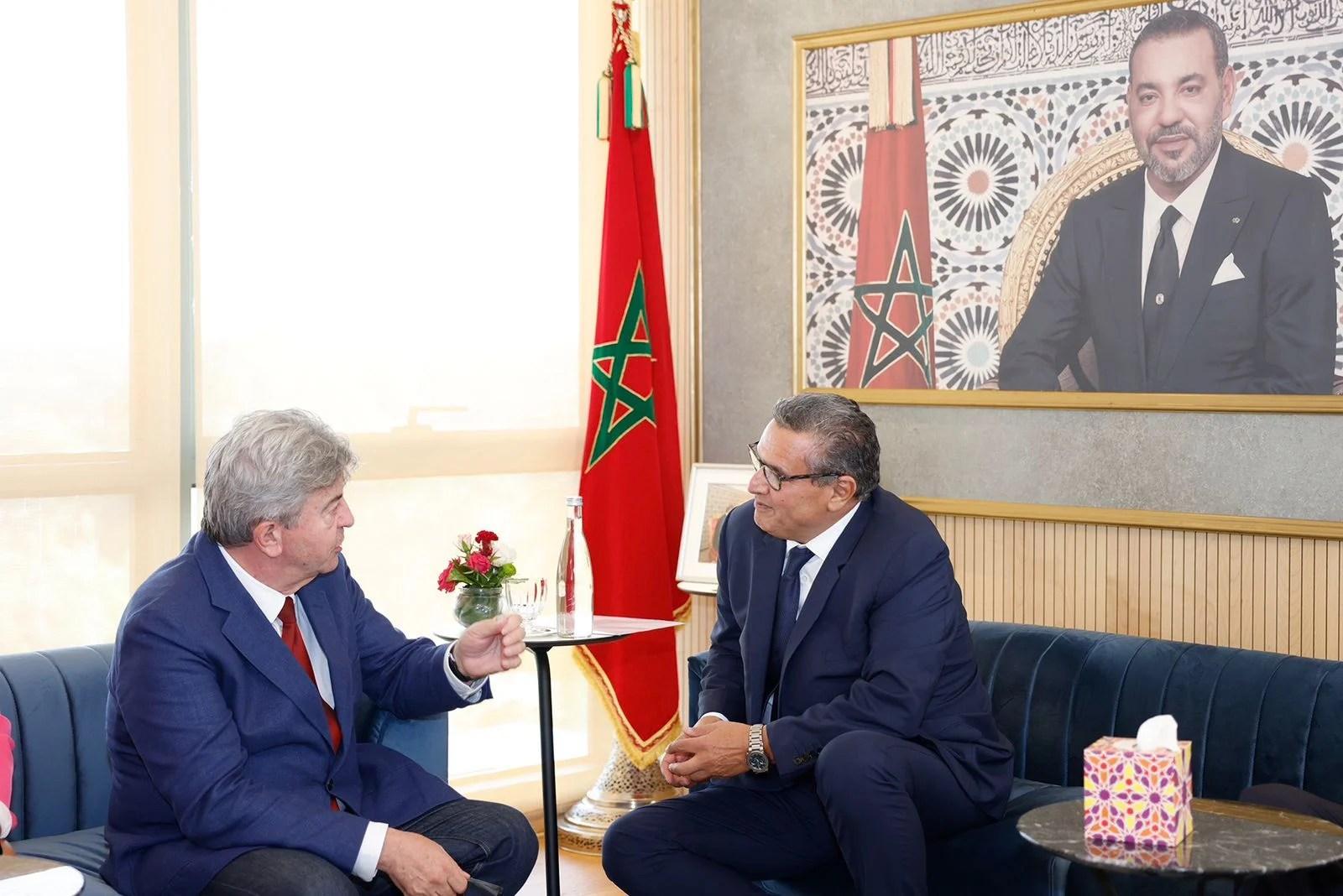 اخنوش يستقبل ميلونشون زعيم حزب فرنسا الأبية اخنوش يستقبل ميلونشون زعيم حزب فرنسا الأبية