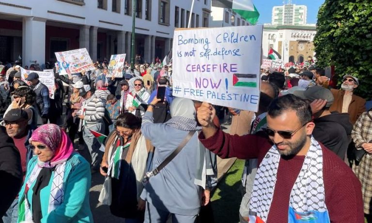 الرباط.. مسيرة حاشدة دعما لغزة ورفضا للتطبيع مع إسرائيل