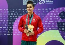 إيمان هدى البارودي تتوج بذهبية 50 متر صدر إيمان هدى البارودي تتوج بذهبية 50 متر صدر