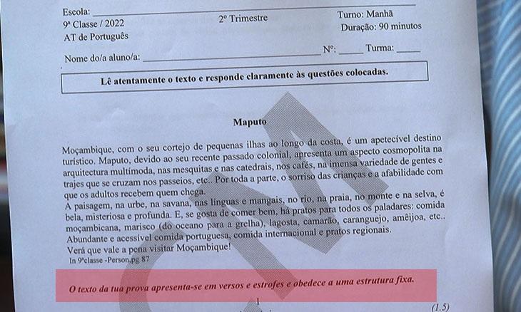 Errors in end-of-term tests in Maputo City and Zambézia province