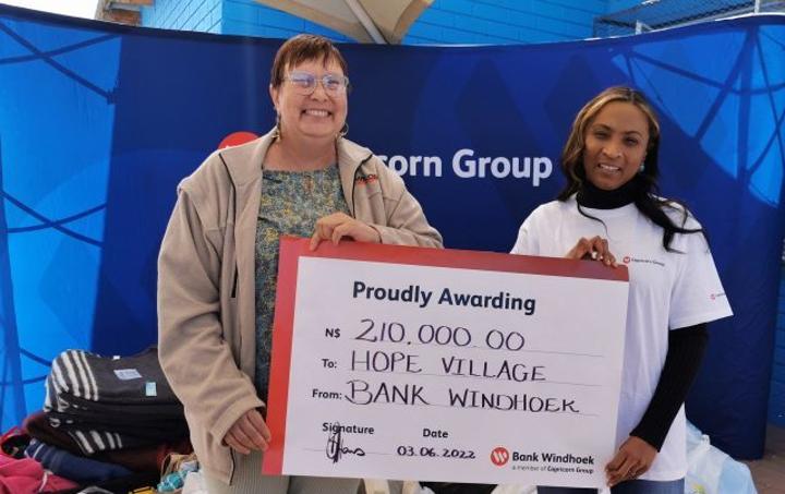 Bank Windhoek supports Hope Village with a N$210 000 donation Bank Windhoek supports Hope Village with a N$210 000 donation