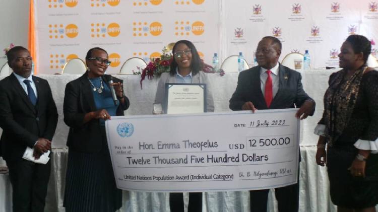 Theofelus receives 2022 United Nations Population Award Theofelus receives 2022 United Nations Population Award