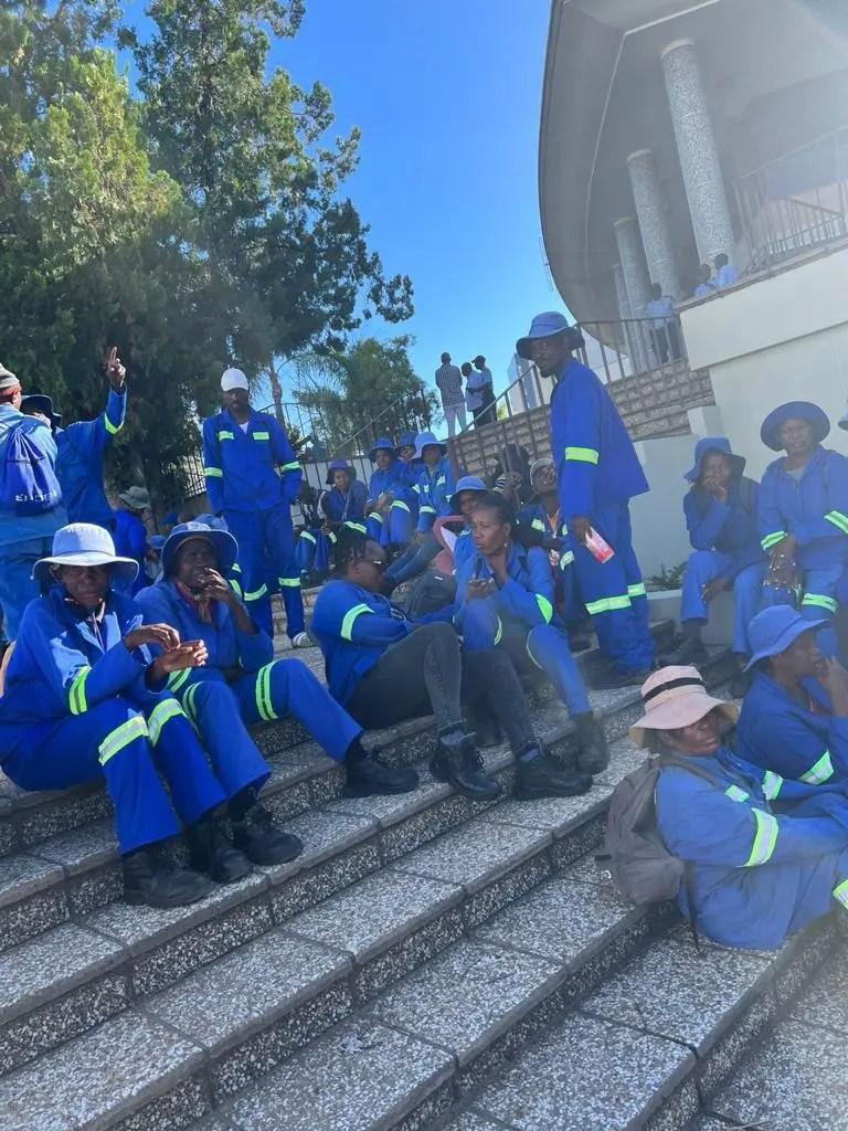 City of Windhoek Ward Cleaners gather outside headquarters Namibia