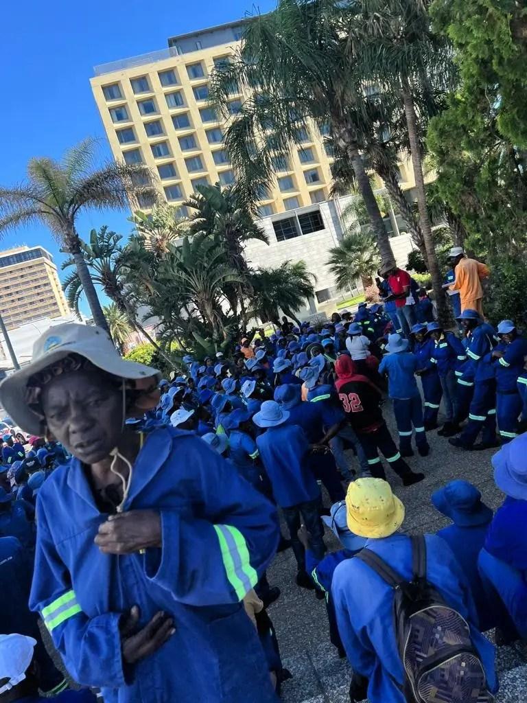 City of Windhoek Ward Cleaners gather outside headquarters Namibia