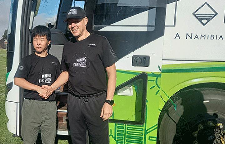 Namdeb unveils electricity-driven bus Namdeb unveils electricity-driven bus