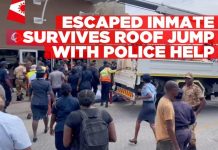 Escaped Inmate Survives Roof Jump With Police Aid Escaped Inmate Survives Roof Jump With Police Aid
