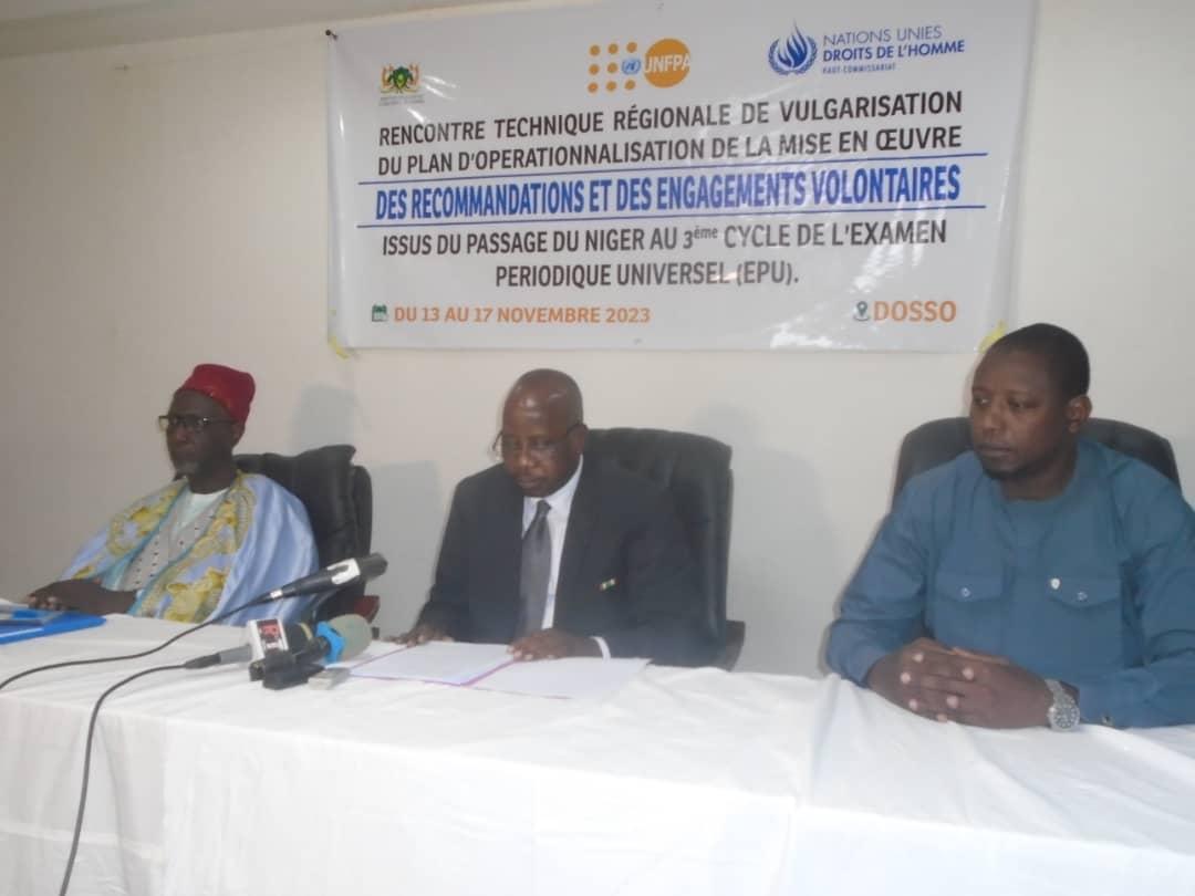 Vulgarisation du plan d’opérationnalisation de la mise en œuvre des Recommandations et des engagements volontaires issus du passage du Niger au 3ème cycle de l’examen périodique universel (EPU) Vulgarisation du plan d’opérationnalisation de la mise en œuvre des Recommandations et des engagements volontaires issus du passage du Niger au 3ème cycle de l’examen périodique universel (EPU)