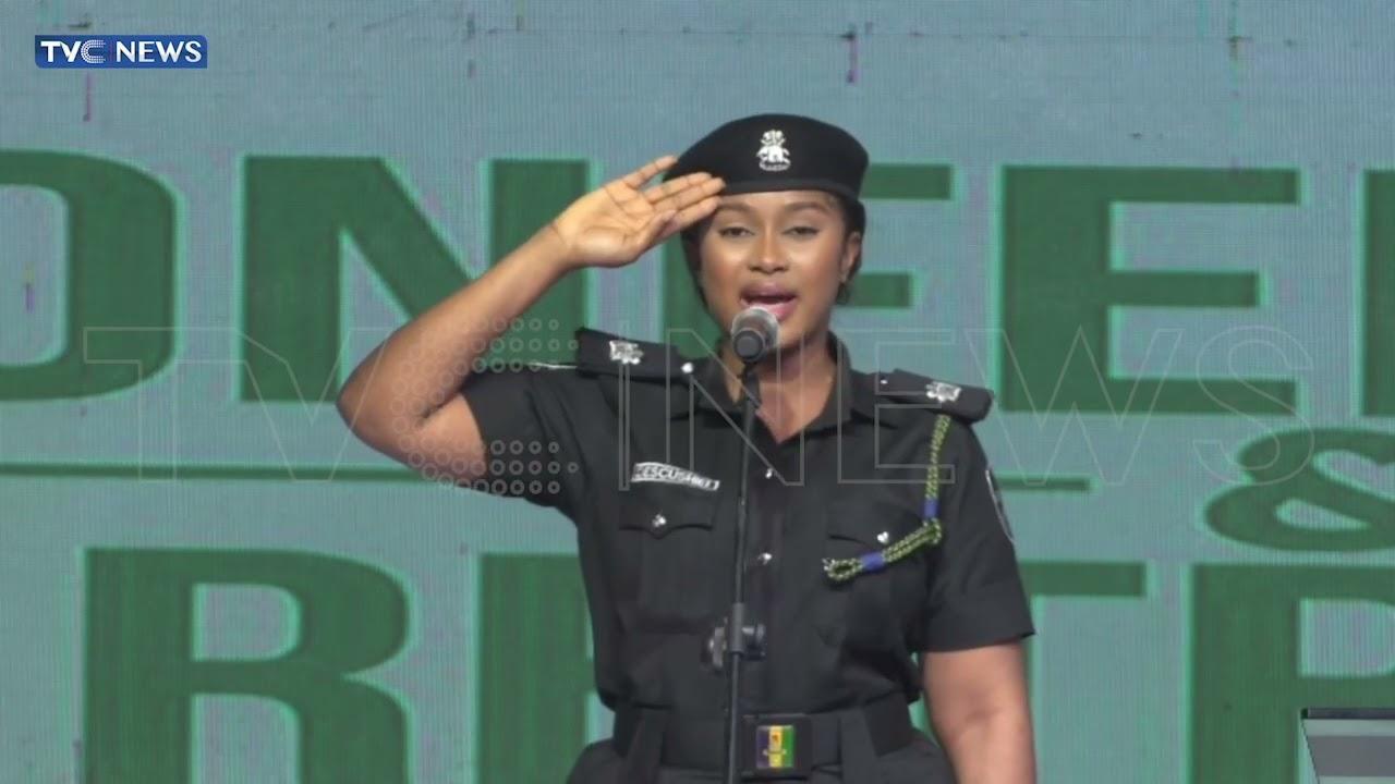 T Nigerian Actress In Police Uniform Misses Lyrics Of National Anthem