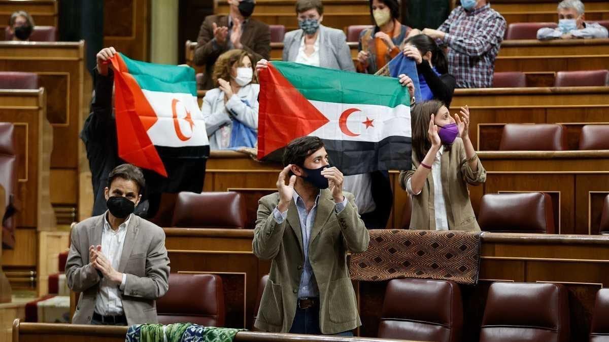 برلمانيون وأعضاء مجلس الشيوخ الإسباني يرفعون العلم الصحراوي إحتجاجا على قرار بيذرو سانتشيث بشأن الصحراء الغربية برلمانيون وأعضاء مجلس الشيوخ الإسباني يرفعون العلم الصحراوي إحتجاجا على قرار بيذرو سانتشيث بشأن الصحراء الغربية