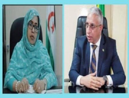 وزيرة الصحة العمومية تهنئ نظيرها الدكتور المختار ولد داهي بمناسبة تعيينه وزيرا للصحة في الحكومة الموريتانية الجديدة وزيرة الصحة العمومية تهنئ نظيرها الدكتور المختار ولد داهي بمناسبة تعيينه وزيرا للصحة في الحكومة الموريتانية الجديدة