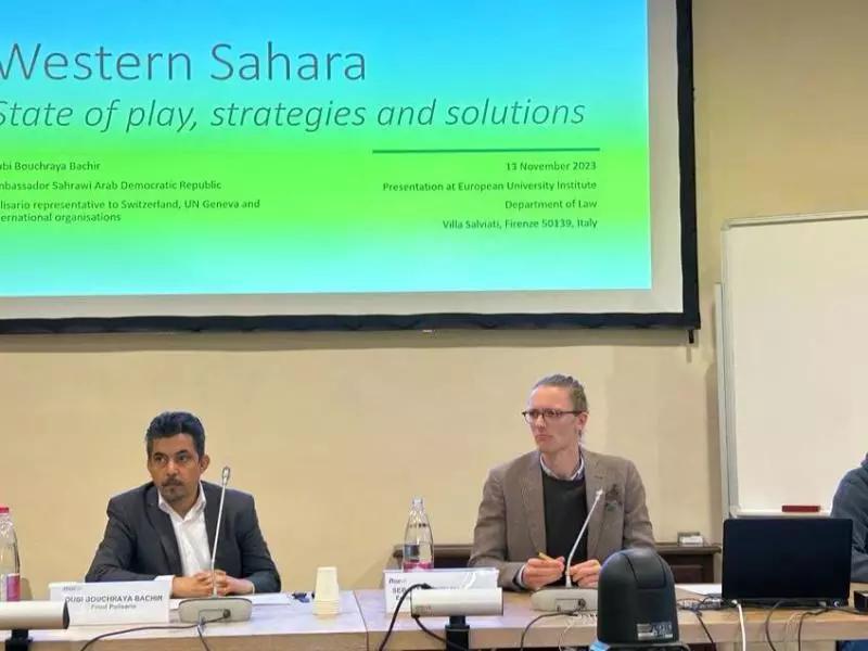السفير أبي بشرايا البشير يقدم محاضرة حول واقع وإستراتيجيات وأفاق نزاع الصحراء الغربية، في المعهد الجامعي الأوروبي بفلورينثيا الإيطالية السفير أبي بشرايا البشير يقدم محاضرة حول واقع وإستراتيجيات وأفاق نزاع الصحراء الغربية، في المعهد الجامعي الأوروبي بفلورينثيا الإيطالية