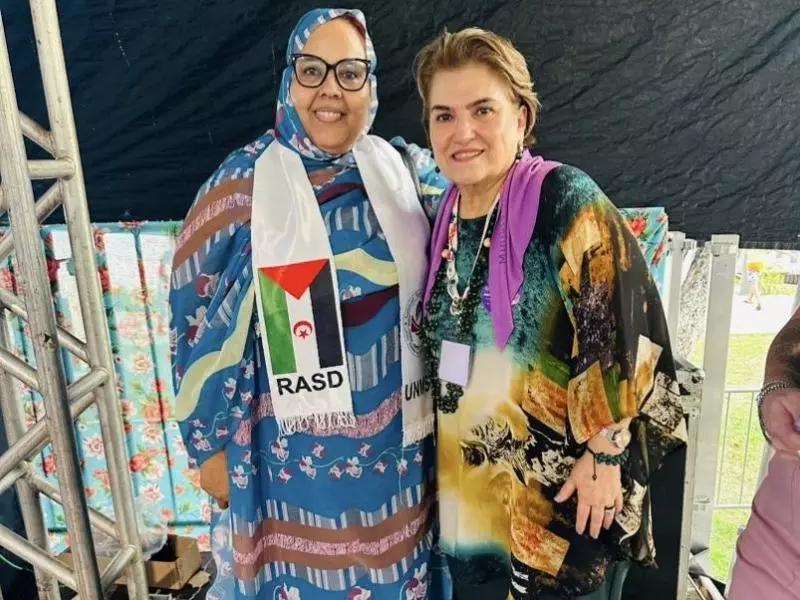 تحادث الأمينة العامة للمرأة الصحراوية مع وزيرة البرازيل تحادث الأمينة العامة للمرأة الصحراوية مع وزيرة البرازيل
