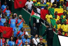 علم الجمهورية الصحراوية يرفع في مباراة بالمغرب علم الجمهورية الصحراوية يرفع في مباراة بالمغرب