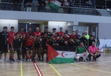 استقبال حافل للفريق الوطني لكرة القدم داخل الصالة استقبال حافل للفريق الوطني لكرة القدم داخل الصالة