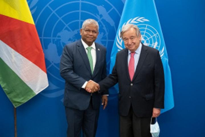 Seychelles' President holds talks with UN Secretary-General and UAE Minister of State
