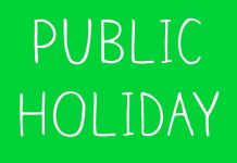 Public holiday Monday Public holiday Monday