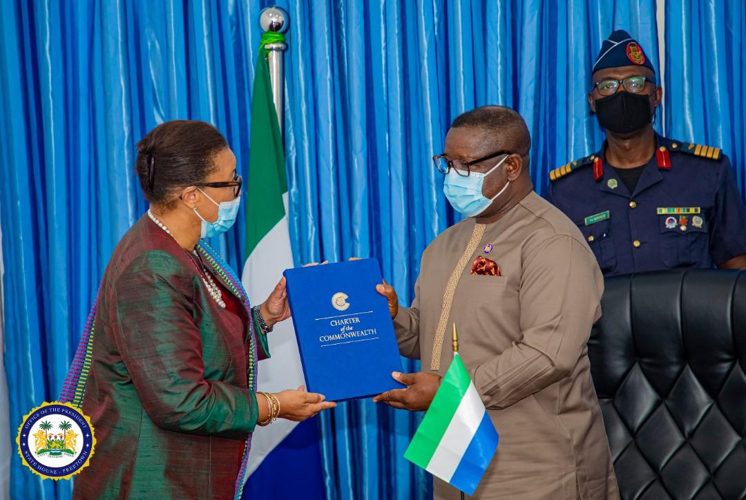 Commonwealth Secretary General Pays Courtesy Call on Sierra Leone’s President Julius Maada Bio, Praises Government on Curtailing Coronavirus Commonwealth Secretary General Pays Courtesy Call on Sierra Leone’s President Julius Maada Bio, Praises Government on Curtailing Coronavirus