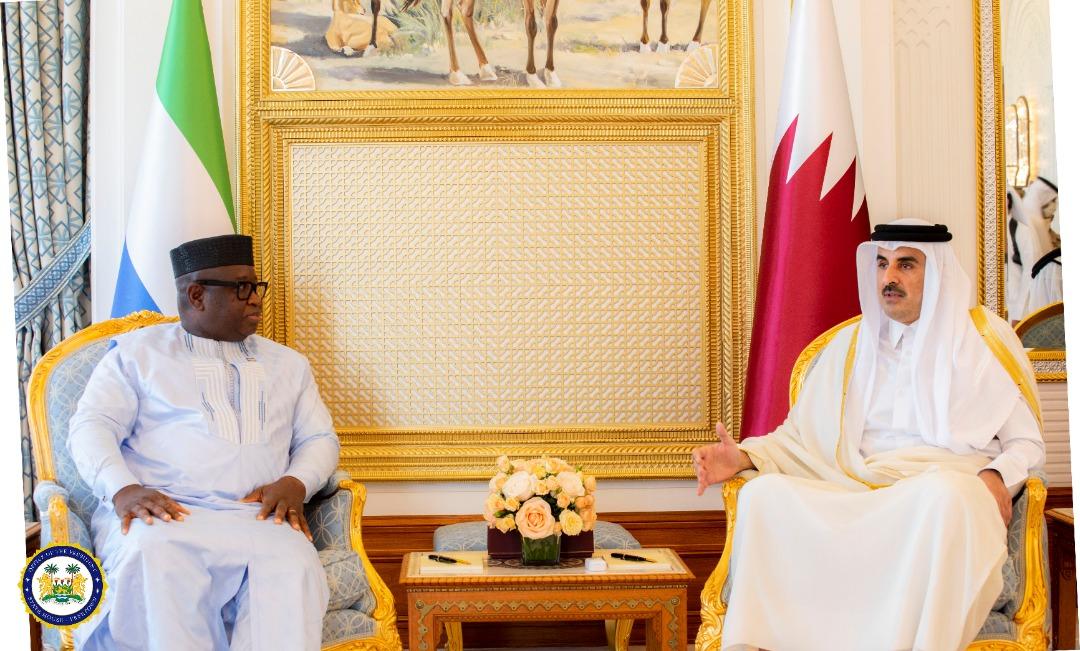 Sierra Leone’s President Julius Maada Bio Meets Emir of Qatar, HH Sheikh Tamim bin Hamad Al Thani