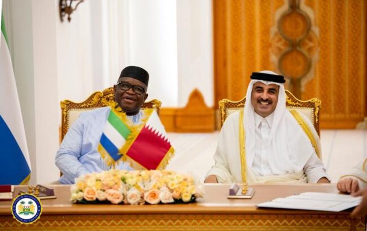 Sierra Leone’s President Bio meets Emir of Qatar – Shiekh Tamim bin Hamad Al Thani in Doha
