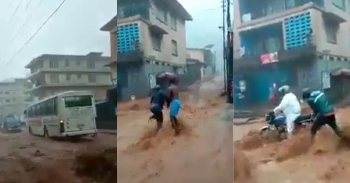 Heavy Rain Floods Kissy Road in Freetown