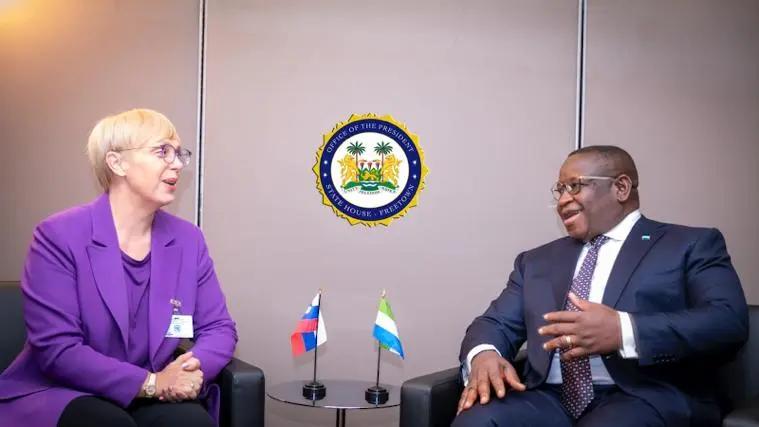 Julius Maada Bio Meets Slovenia’s President Nataša Pirc Musar as the Newest Non-Permanent Members on UN Security Council Julius Maada Bio Meets Slovenia’s President Nataša Pirc Musar as the Newest Non-Permanent Members on UN Security Council