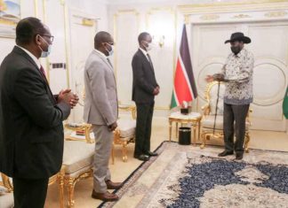 سلفاكير يستقبل وفد الحكومة الانتقالية لمفاوضات جوبا سلفاكير يستقبل وفد الحكومة الانتقالية لمفاوضات جوبا