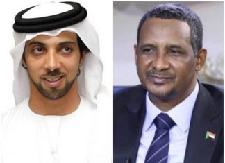 حميدتي يجري اتصالاً هاتفياً بنائب رئيس الوزراء الإماراتي حميدتي يجري اتصالاً هاتفياً بنائب رئيس الوزراء الإماراتي