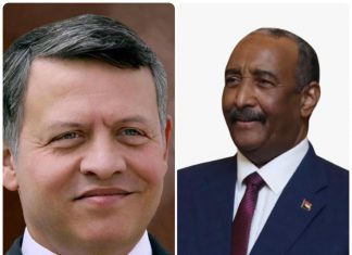 رئيس مجلس السيادة الإنتقالي يتلقى برقية تهنئة من ملك الأردن رئيس مجلس السيادة الإنتقالي يتلقى برقية تهنئة من ملك الأردن