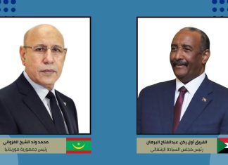 البرهان يهنئ رئيس موريتانيا بمناسبة إعادة انتخابه البرهان يهنئ رئيس موريتانيا بمناسبة إعادة انتخابه