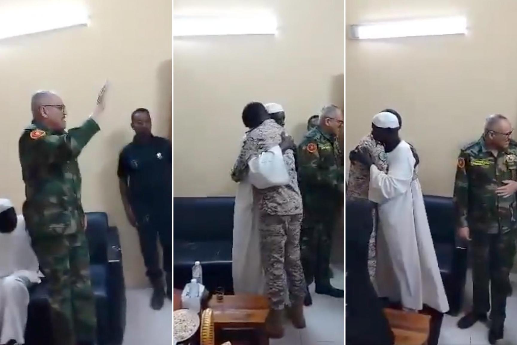 لقاء مؤثر يجمع بين ضابط سوداني محرر وابنه لقاء مؤثر يجمع بين ضابط سوداني محرر وابنه