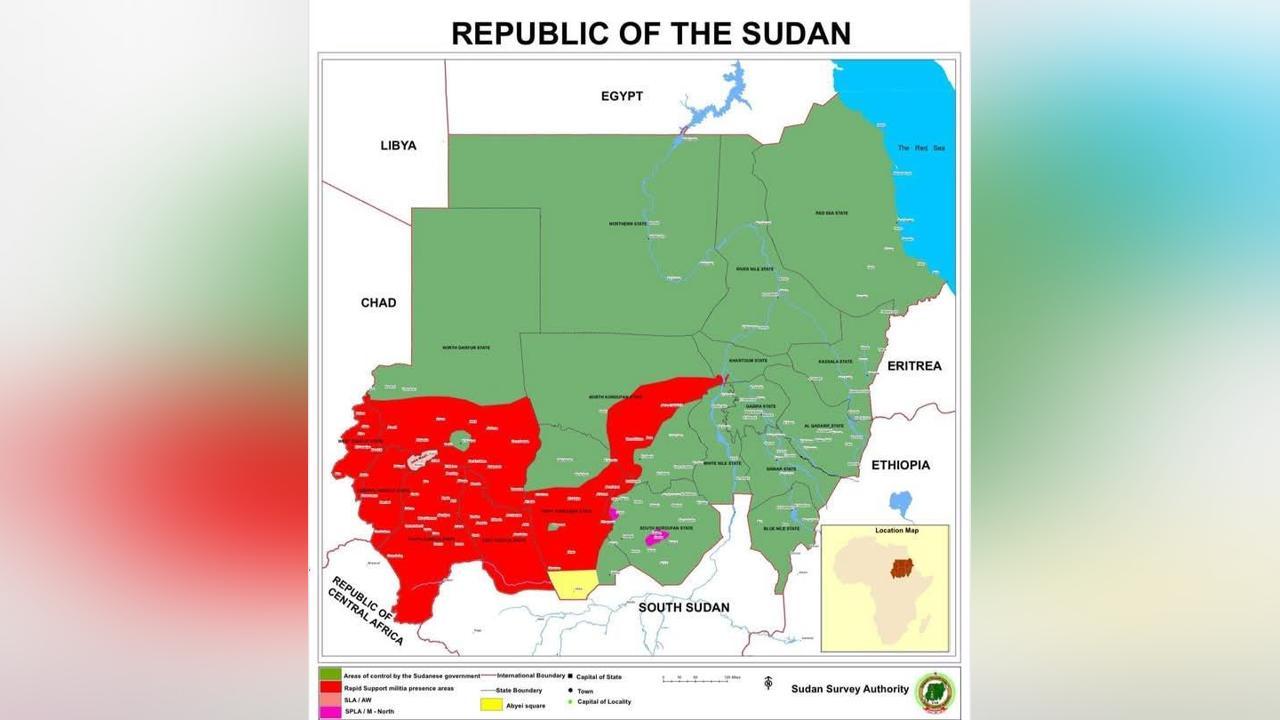ردا على وسائل إعلام خارجية.. الجيش السوداني ينشر خريطة لمواقع سيطرته ردا على وسائل إعلام خارجية.. الجيش السوداني ينشر خريطة لمواقع سيطرته