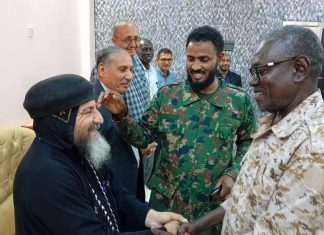 والي الخرطوم يتلقى تهاني العيد من وفد كنيسة ماري جرجس والي الخرطوم يتلقى تهاني العيد من وفد كنيسة ماري جرجس