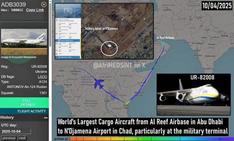 طائرة شحن عملاقة من أبوظبي إلى إنجمينا عبر نيروبي