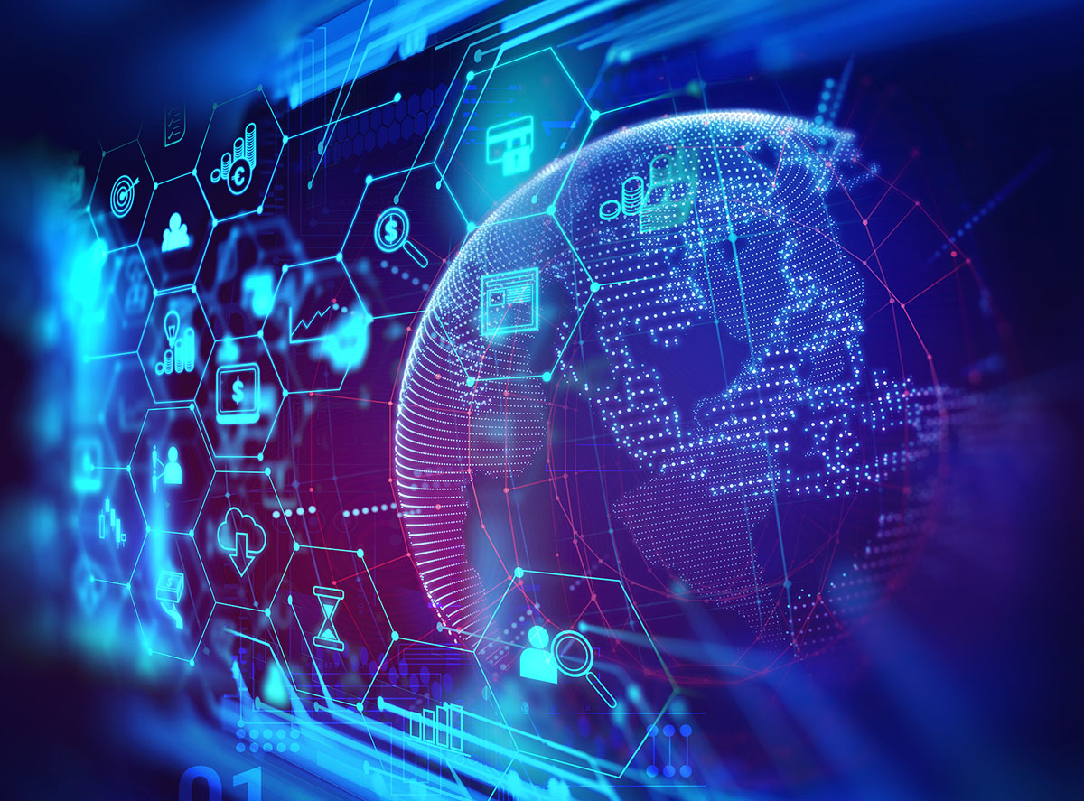 Fintech Icon On Abstract Financial Technology Background .