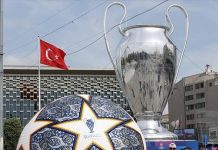 Huge model of UEFA Champions League trophy on display in Istanbul Huge model of UEFA Champions League trophy on display in Istanbul