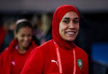 Morocco defender Benzina becomes 1st player to wear hijab at FIFA Women’s World Cup Morocco defender Benzina becomes 1st player to wear hijab at FIFA Women's World Cup