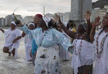 Followers of Afro-Brazilian religions pay tribute to sea goddess for New Year Followers of Afro-Brazilian religions pay tribute to sea goddess for New Year